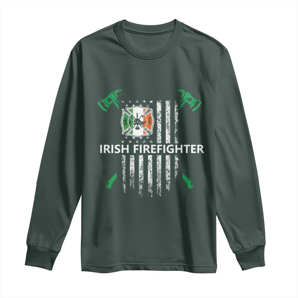 Irish Firefighter Fir Na Tine Man Of Fire Long Sleeve Shirt Irish American Flag