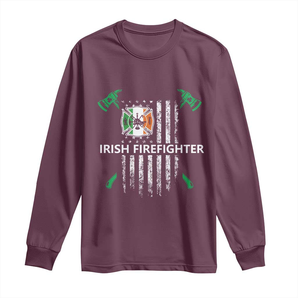 Irish Firefighter Fir Na Tine Man Of Fire Long Sleeve Shirt Irish American Flag