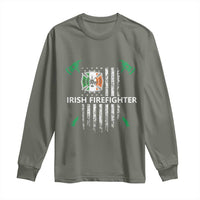 Irish Firefighter Fir Na Tine Man Of Fire Long Sleeve Shirt Irish American Flag