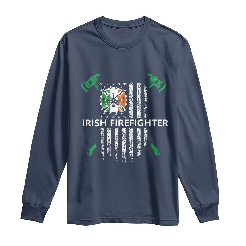 Irish Firefighter Fir Na Tine Man Of Fire Long Sleeve Shirt Irish American Flag