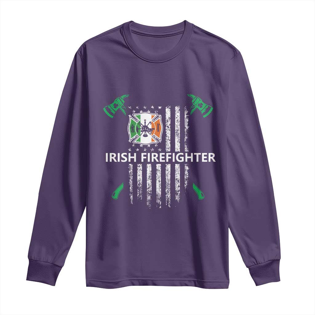 Irish Firefighter Fir Na Tine Man Of Fire Long Sleeve Shirt Irish American Flag