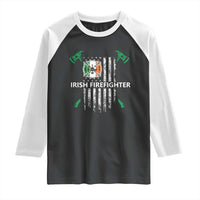 Irish Firefighter Fir Na Tine Man Of Fire Raglan Shirt Irish American Flag