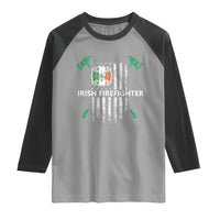 Irish Firefighter Fir Na Tine Man Of Fire Raglan Shirt Irish American Flag