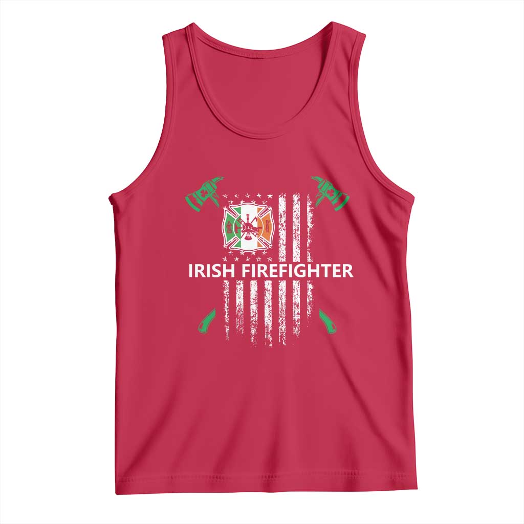 Irish Firefighter Fir Na Tine Man Of Fire Tank Top Irish American Flag