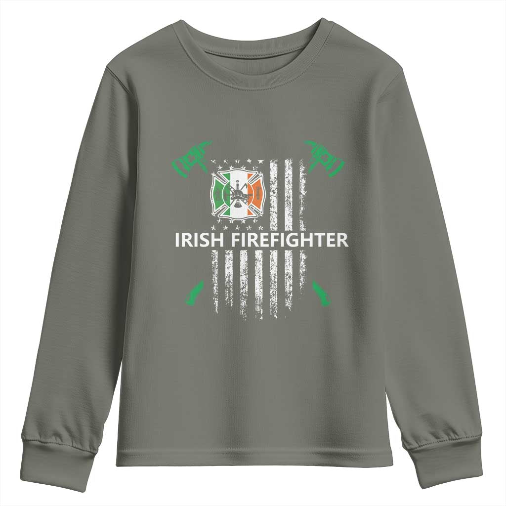 Irish Firefighter Fir Na Tine Man Of Fire Youth Sweatshirt Irish American Flag