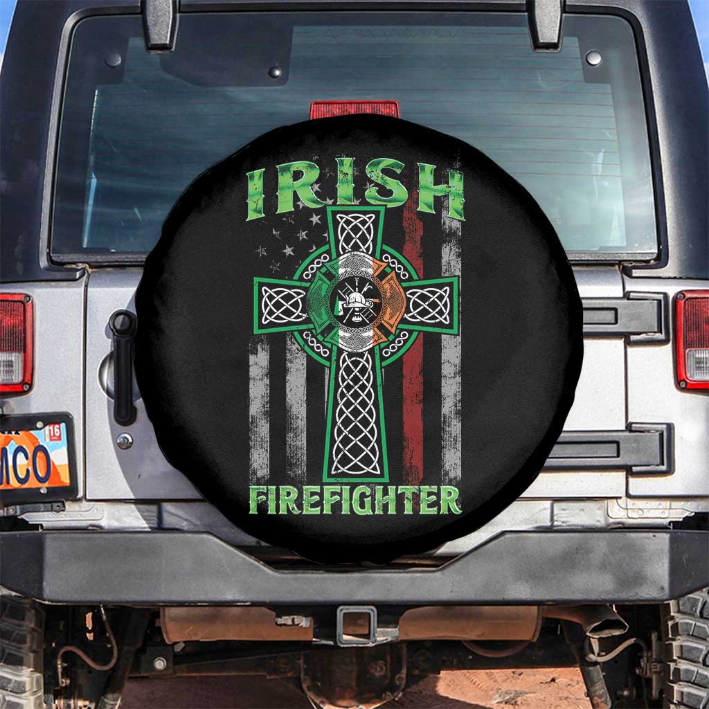 Irish Firefighter Spare Tire Cover Celtic Cross American Flag