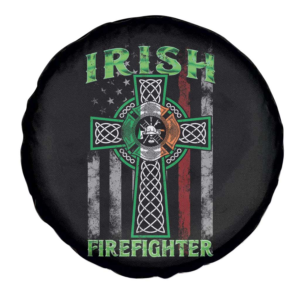 Irish Firefighter Spare Tire Cover Celtic Cross American Flag