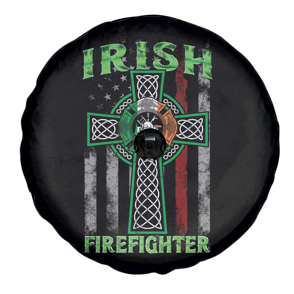 Irish Firefighter Spare Tire Cover Celtic Cross American Flag