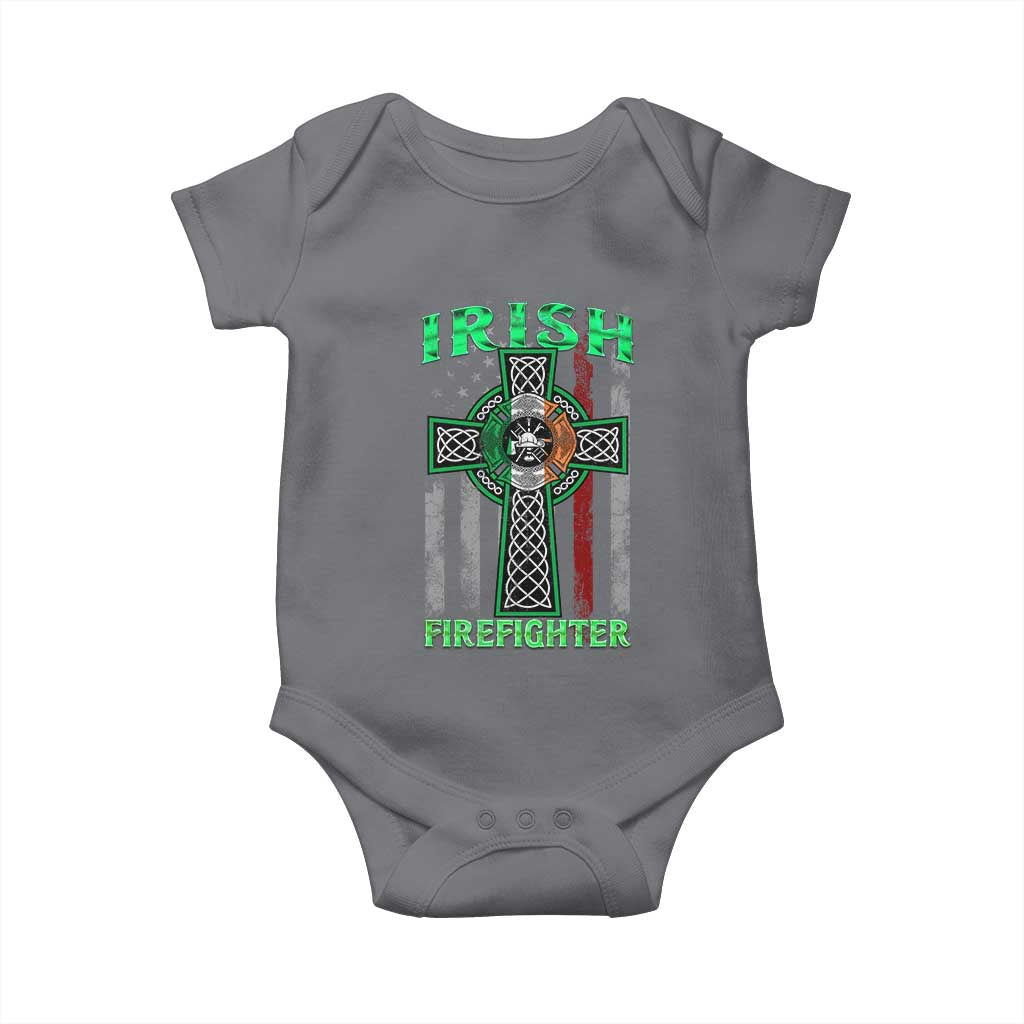 Irish Firefighter Baby Onesie Celtic Cross American Flag