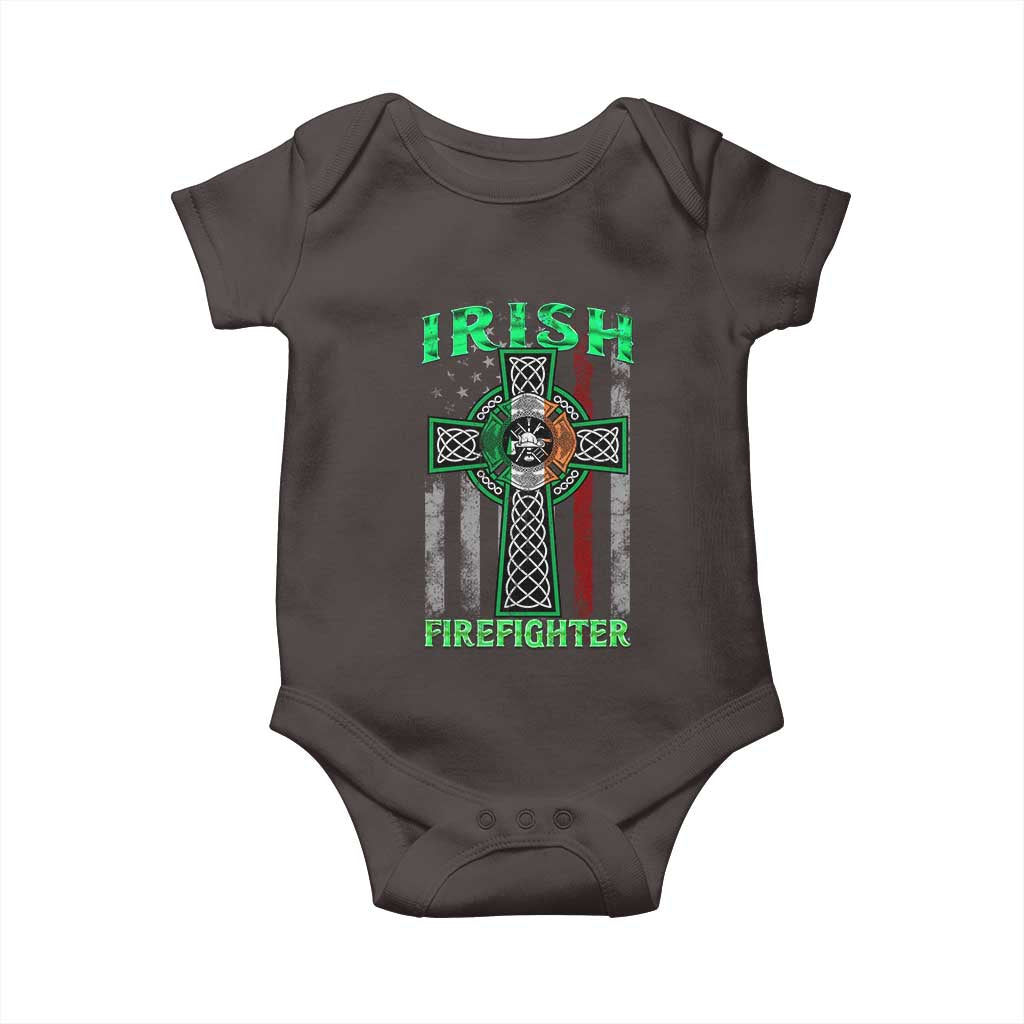 Irish Firefighter Baby Onesie Celtic Cross American Flag