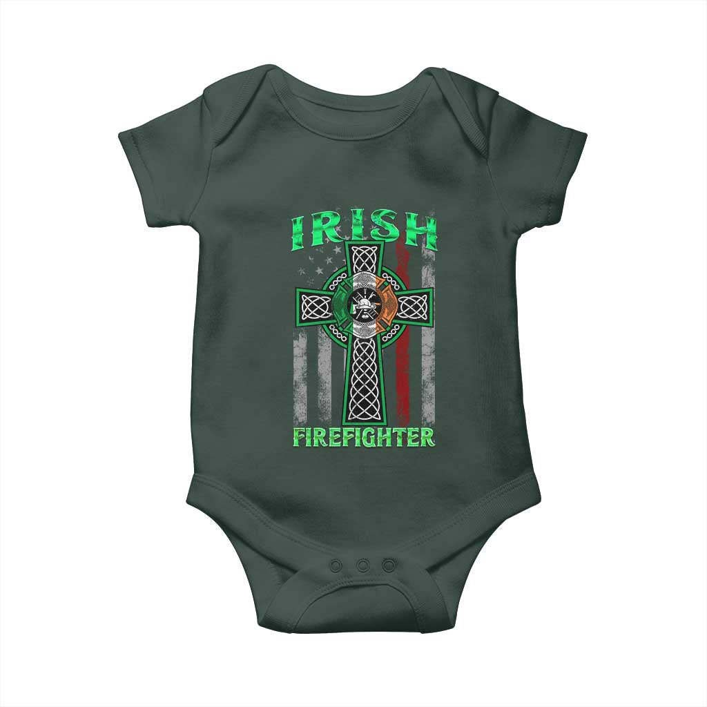 Irish Firefighter Baby Onesie Celtic Cross American Flag
