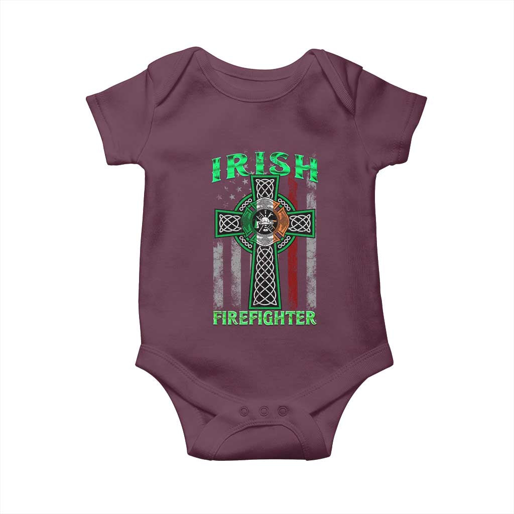 Irish Firefighter Baby Onesie Celtic Cross American Flag