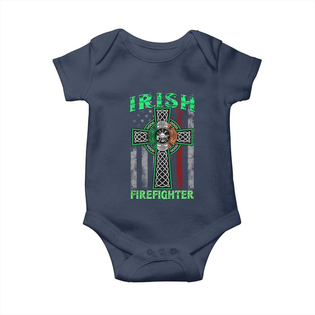 Irish Firefighter Baby Onesie Celtic Cross American Flag