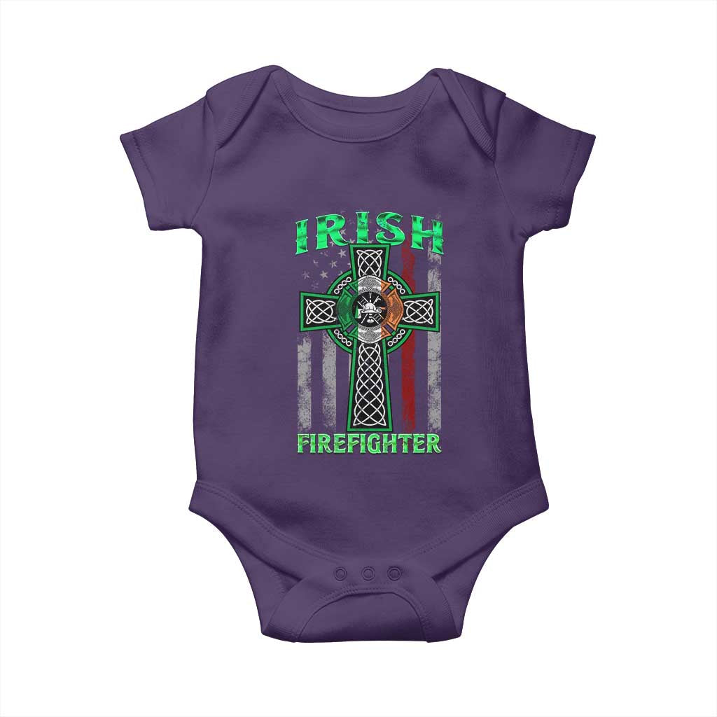 Irish Firefighter Baby Onesie Celtic Cross American Flag