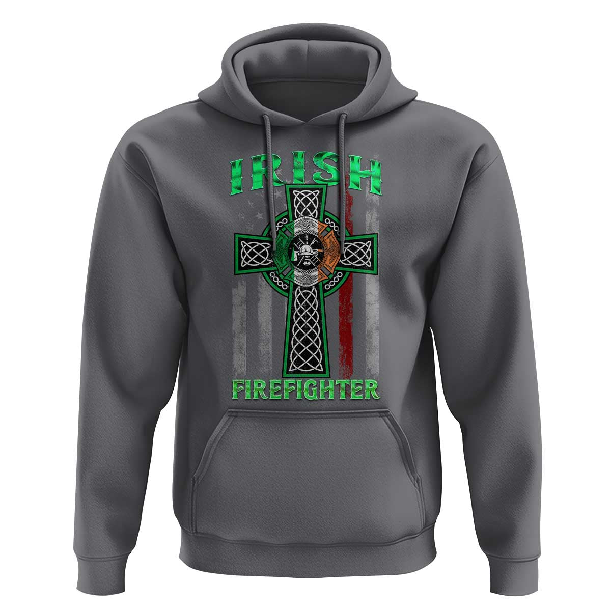 Irish Firefighter Hoodie Celtic Cross American Flag