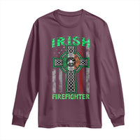 Irish Firefighter Long Sleeve Shirt Celtic Cross American Flag
