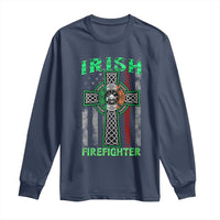 Irish Firefighter Long Sleeve Shirt Celtic Cross American Flag