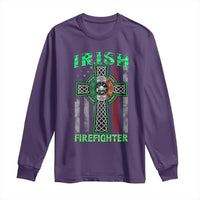 Irish Firefighter Long Sleeve Shirt Celtic Cross American Flag