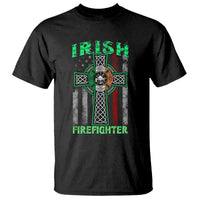 Irish Firefighter T Shirt Celtic Cross American Flag