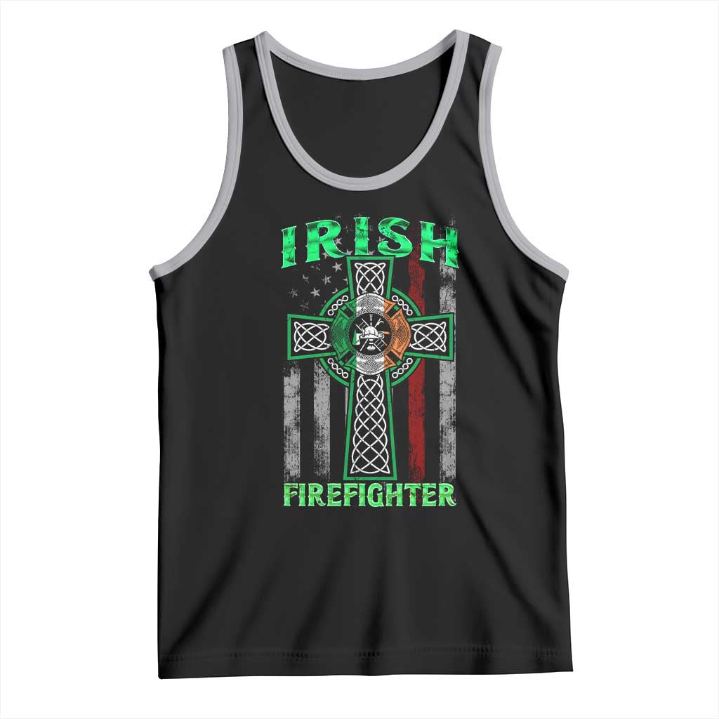 Irish Firefighter Tank Top Celtic Cross American Flag