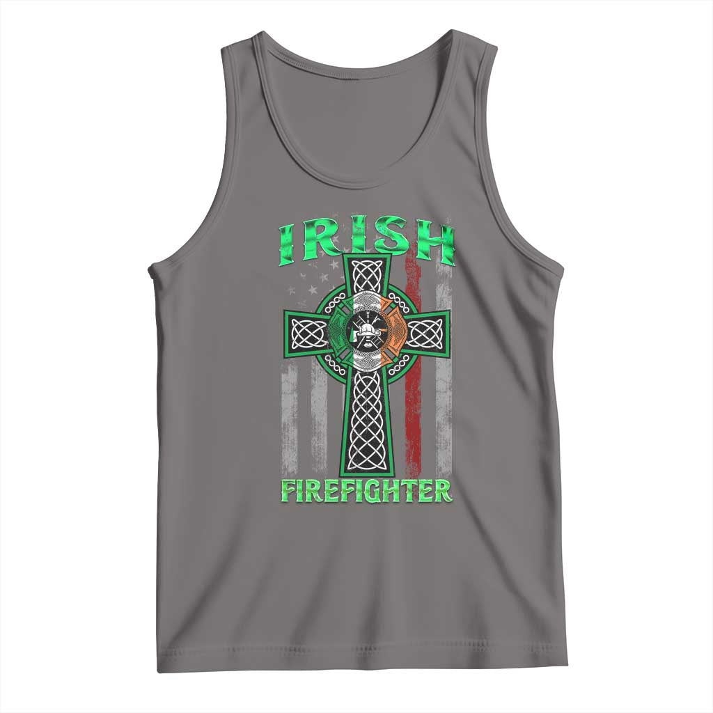 Irish Firefighter Tank Top Celtic Cross American Flag