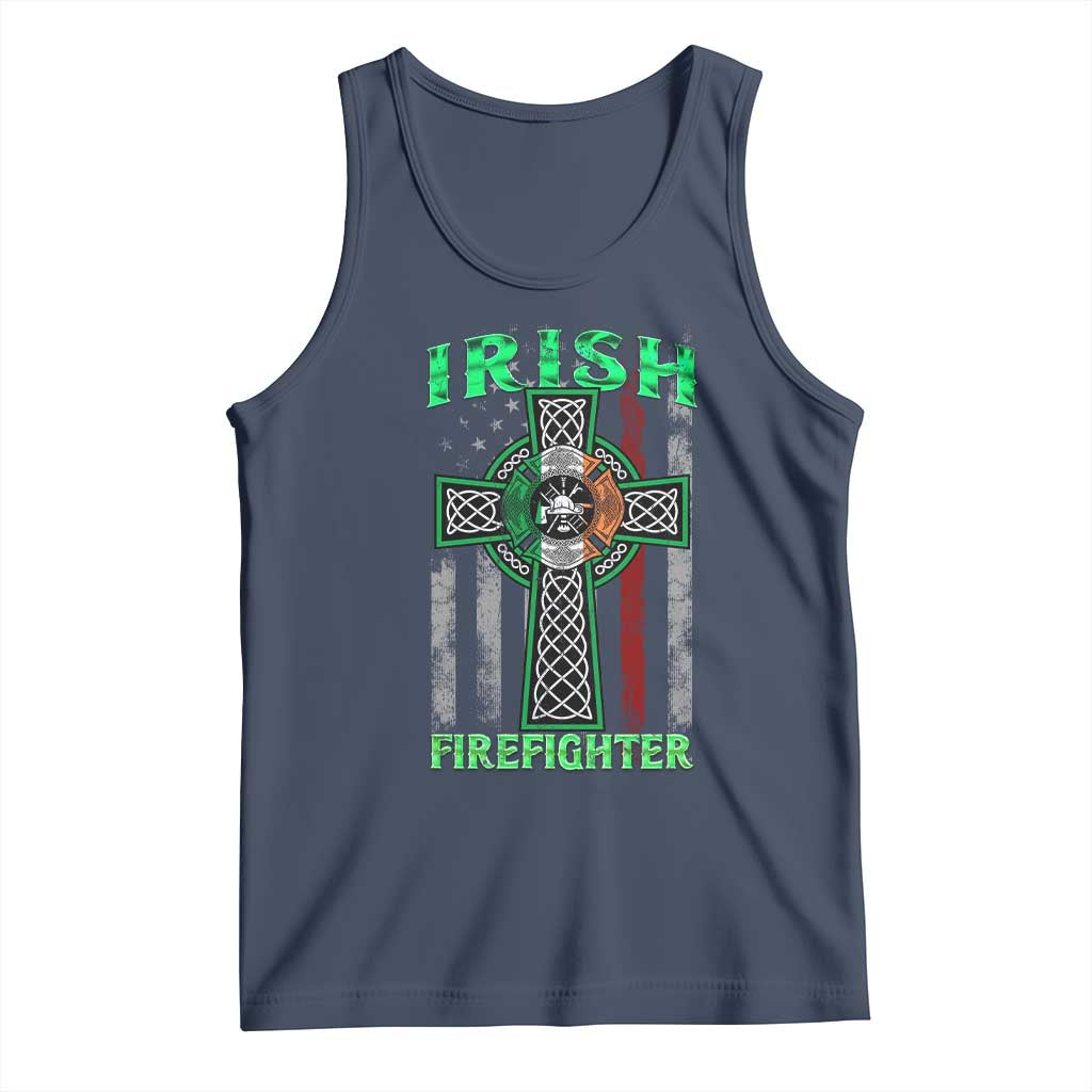 Irish Firefighter Tank Top Celtic Cross American Flag