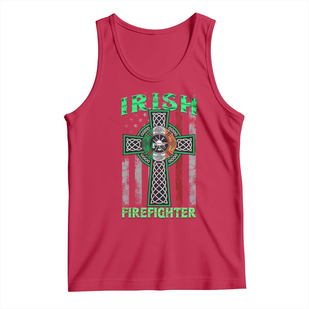 Irish Firefighter Tank Top Celtic Cross American Flag