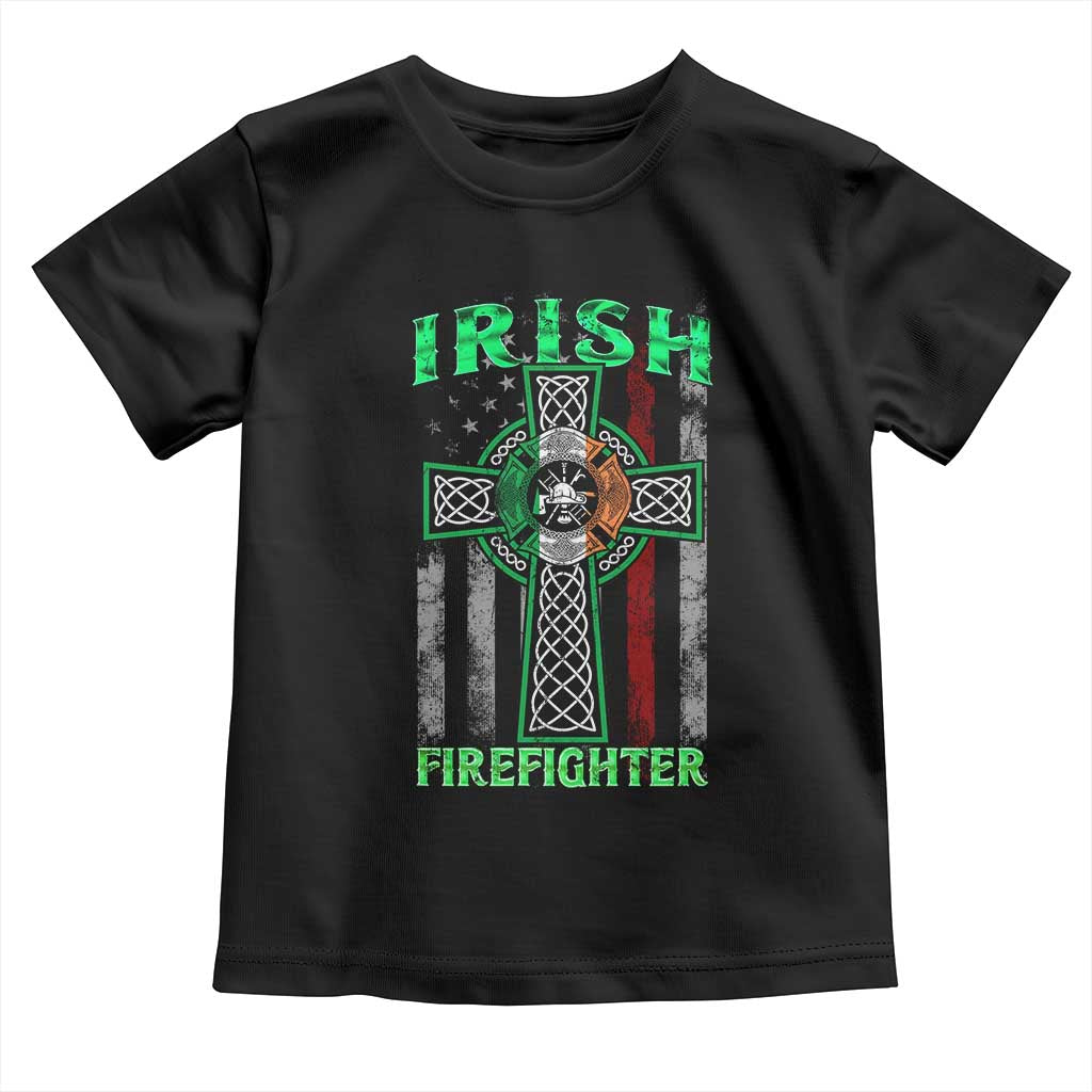 Irish Firefighter Toddler T Shirt Celtic Cross American Flag