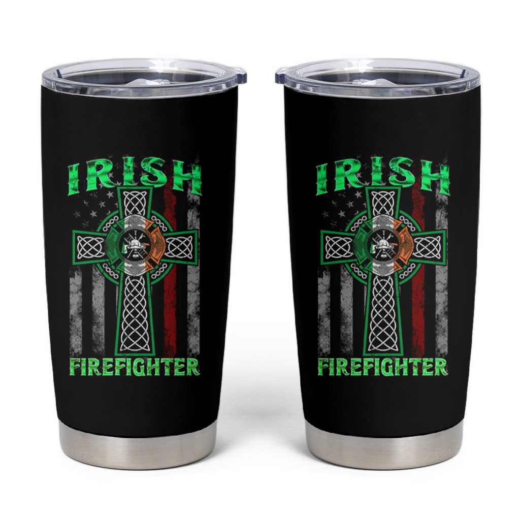 Irish Firefighter Tumbler Cup Celtic Cross American Flag