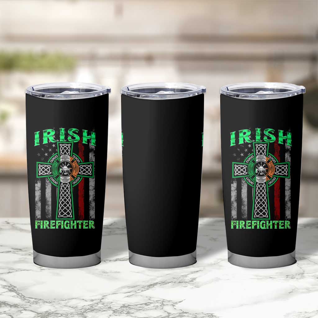 Irish Firefighter Tumbler Cup Celtic Cross American Flag