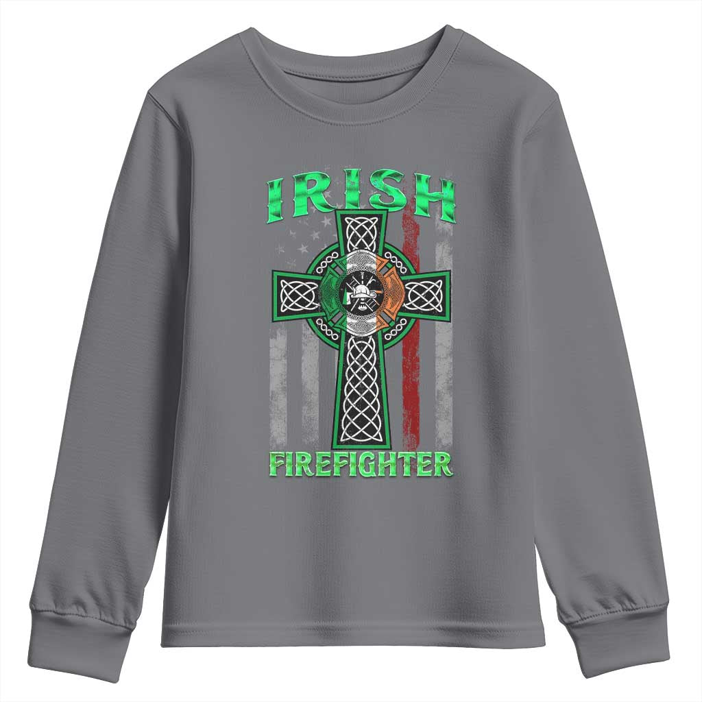 Irish Firefighter Youth Sweatshirt Celtic Cross American Flag