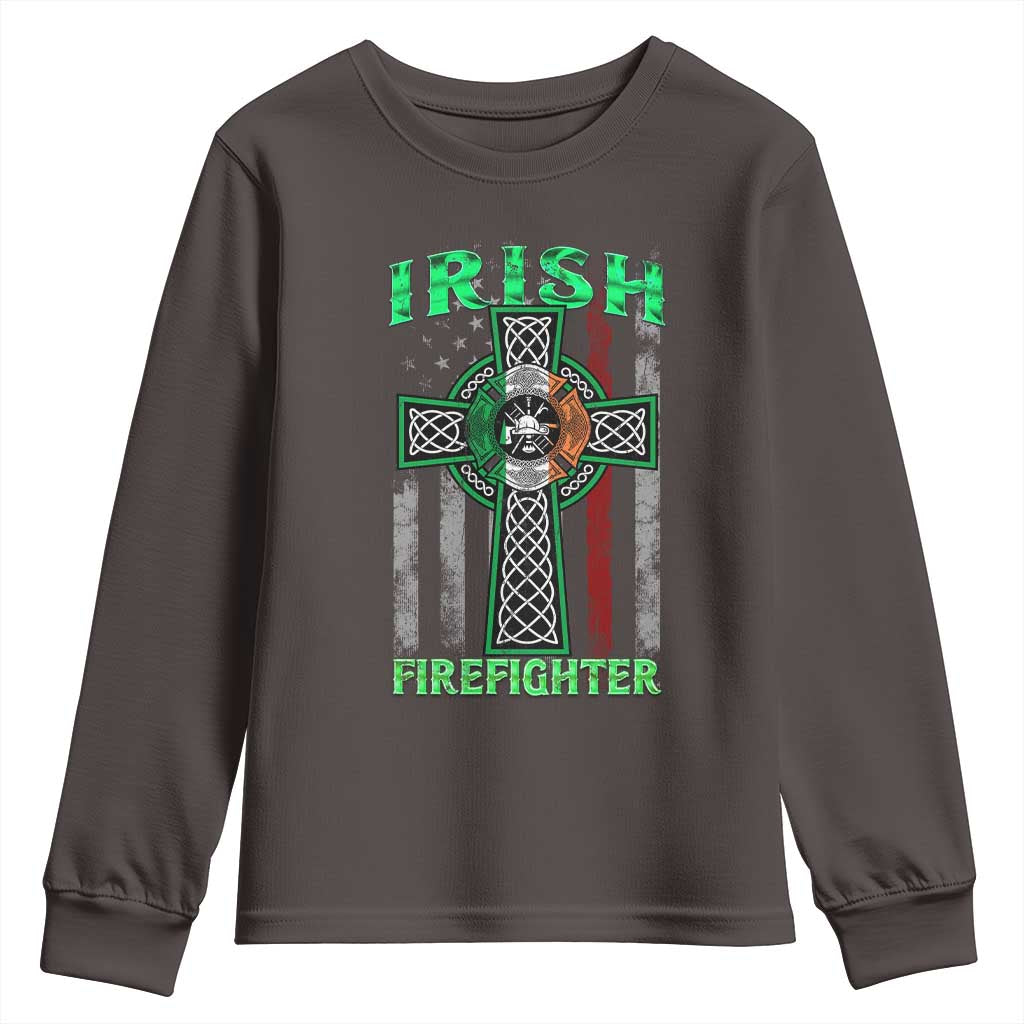 Irish Firefighter Youth Sweatshirt Celtic Cross American Flag