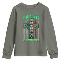 Irish Firefighter Youth Sweatshirt Celtic Cross American Flag