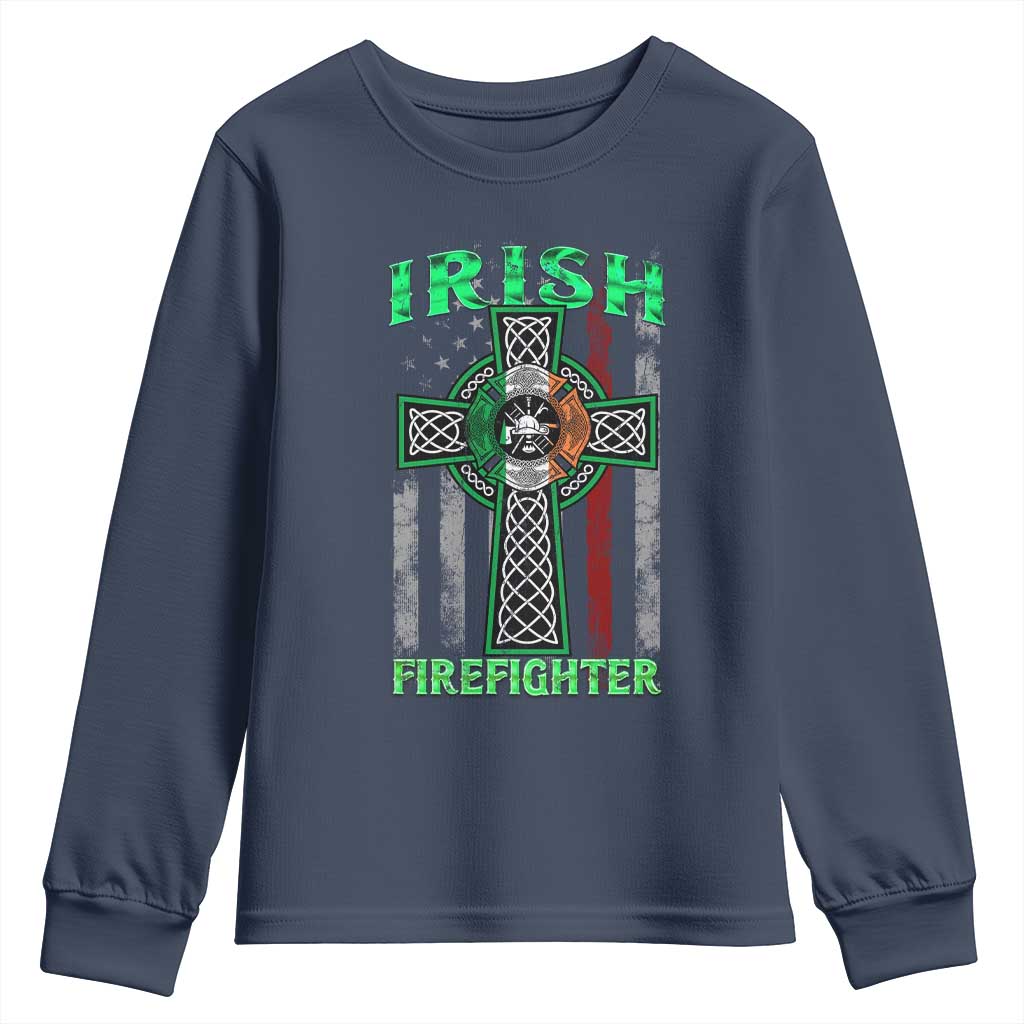 Irish Firefighter Youth Sweatshirt Celtic Cross American Flag