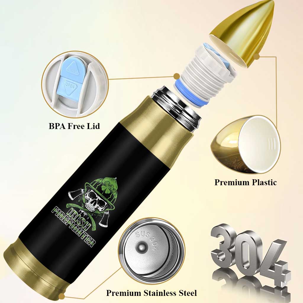 Irish Firefighter Bullet Tumbler Shamrock Skull Man Of Fire