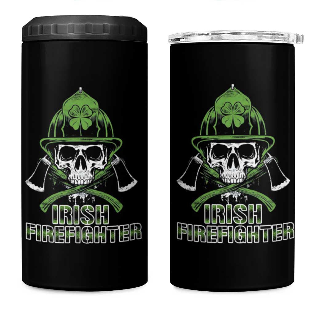 Irish Firefighter 4 in 1 Can Cooler Tumbler Shamrock Skull Man Of Fire