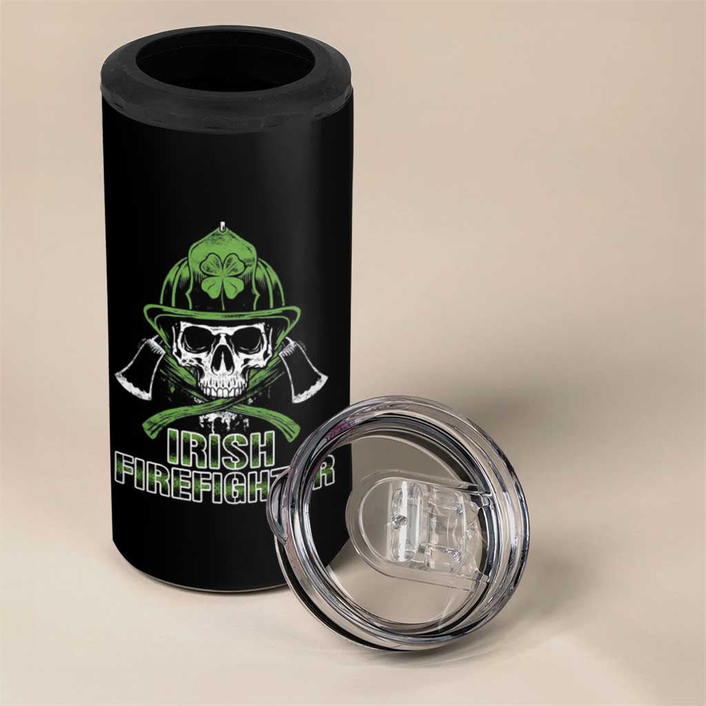 Irish Firefighter 4 in 1 Can Cooler Tumbler Shamrock Skull Man Of Fire