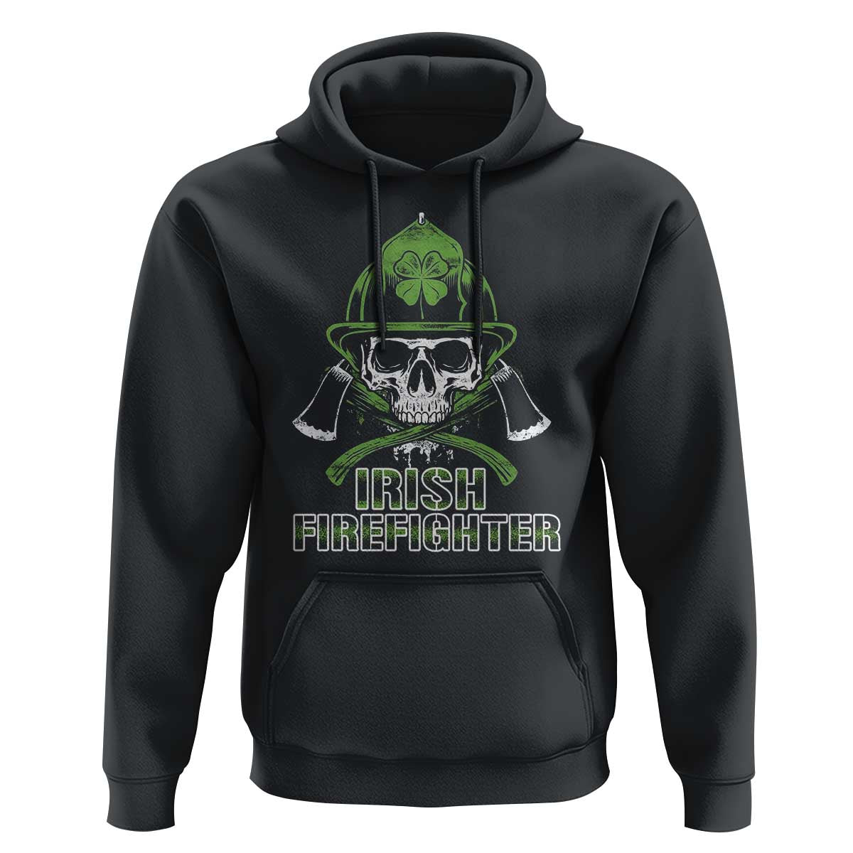 Irish Firefighter Hoodie Shamrock Skull Man Of Fire