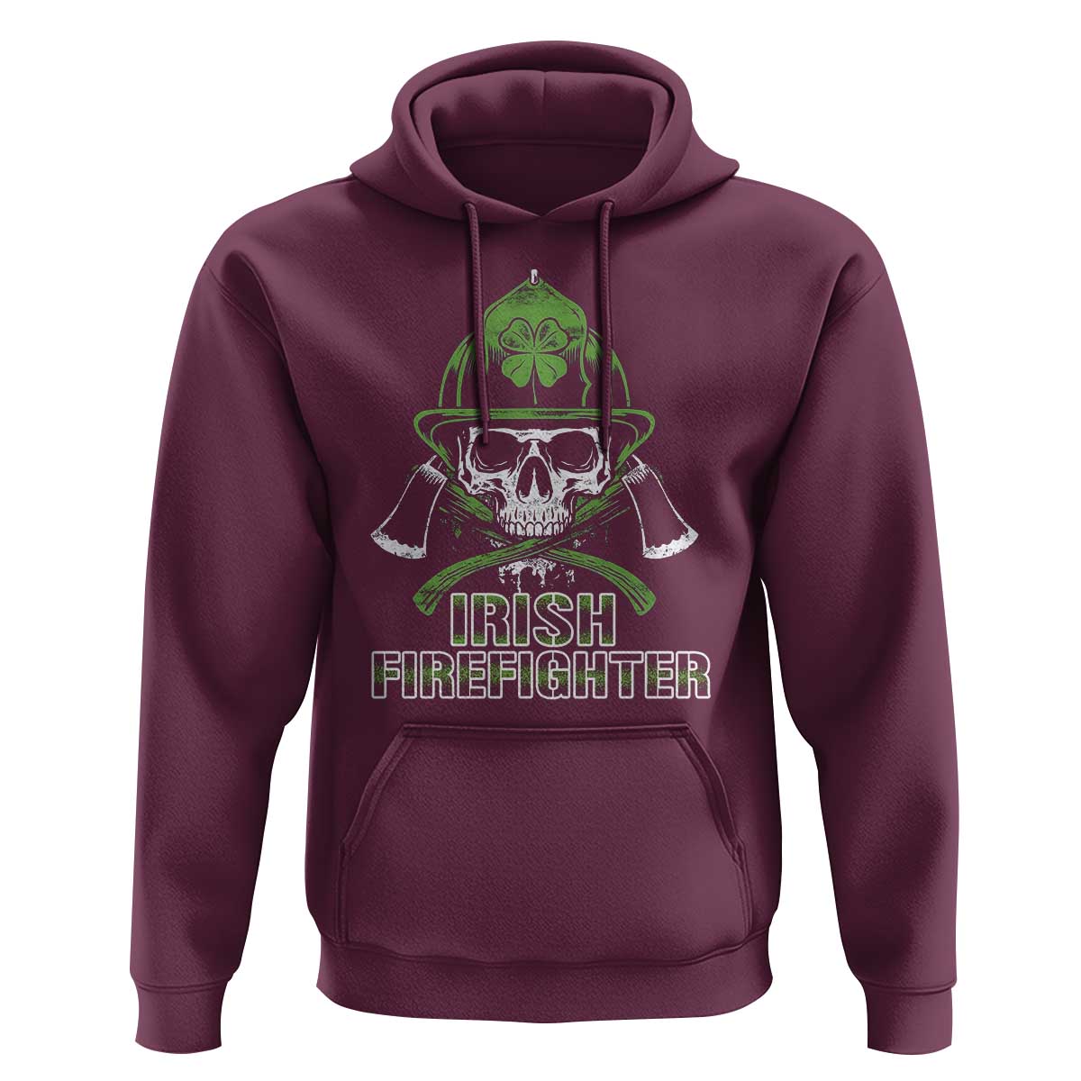 Irish Firefighter Hoodie Shamrock Skull Man Of Fire