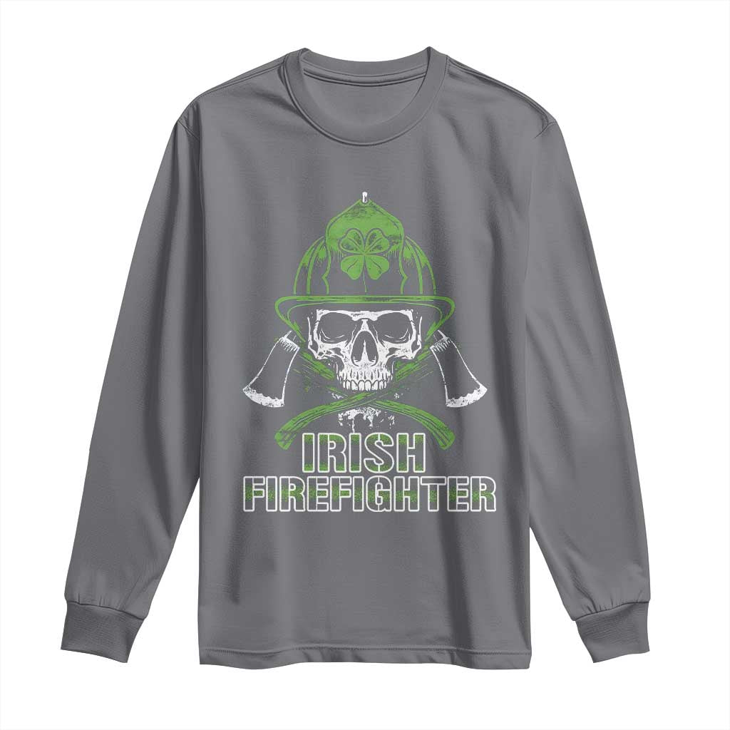 Irish Firefighter Long Sleeve Shirt Shamrock Skull Man Of Fire