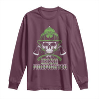 Irish Firefighter Long Sleeve Shirt Shamrock Skull Man Of Fire