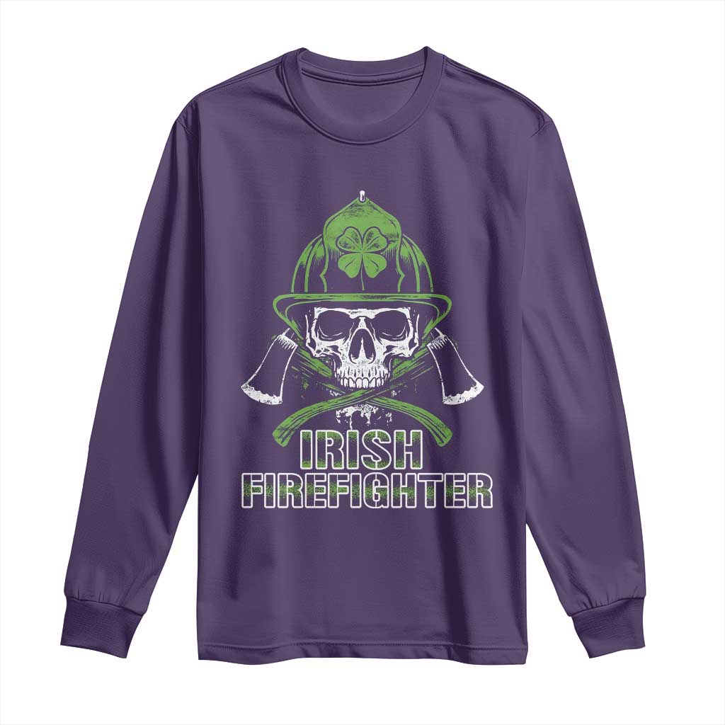 Irish Firefighter Long Sleeve Shirt Shamrock Skull Man Of Fire