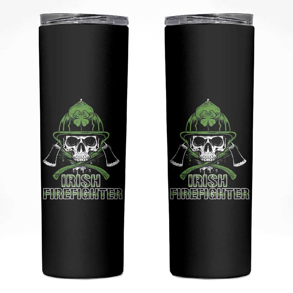 Irish Firefighter Skinny Tumbler Shamrock Skull Man Of Fire
