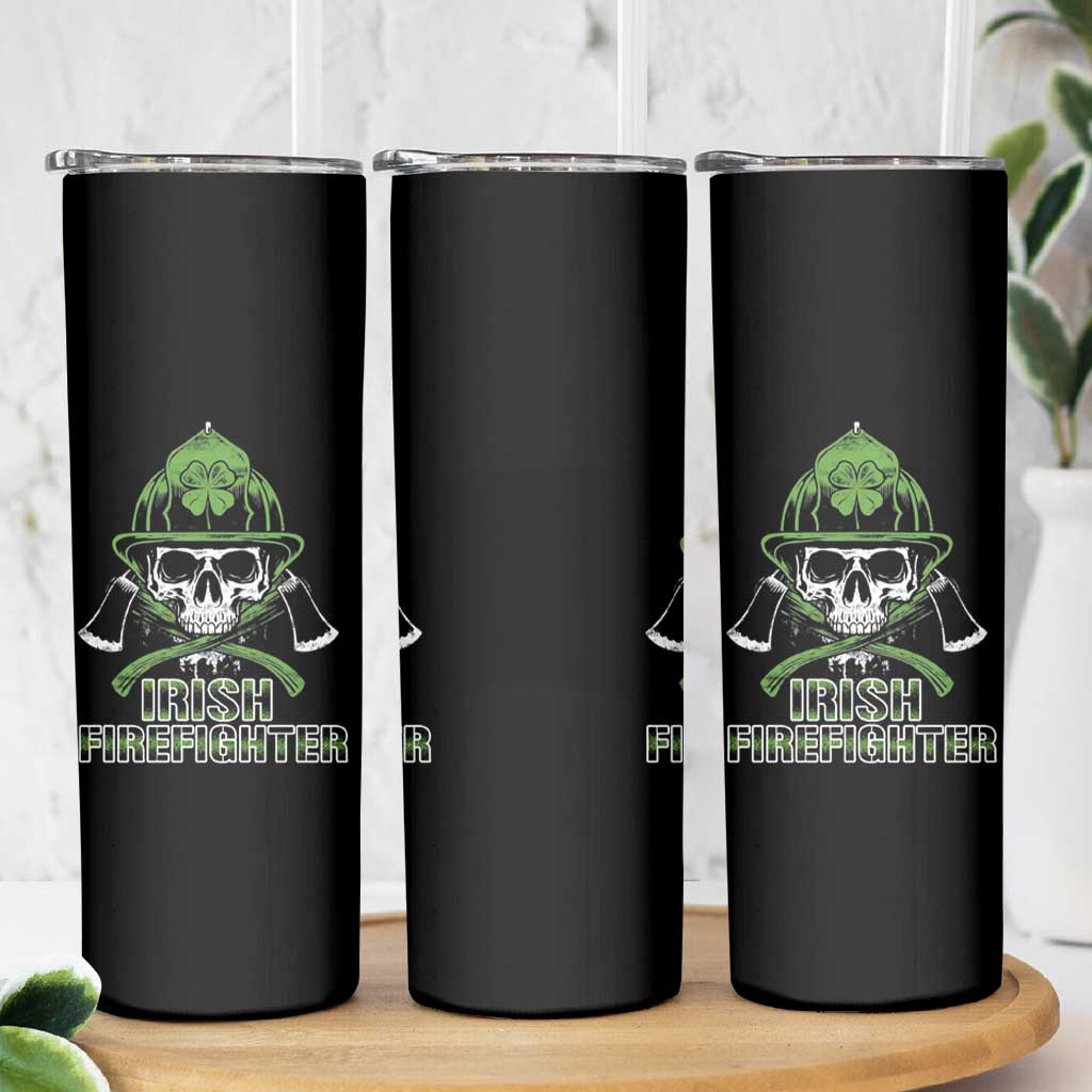 Irish Firefighter Skinny Tumbler Shamrock Skull Man Of Fire