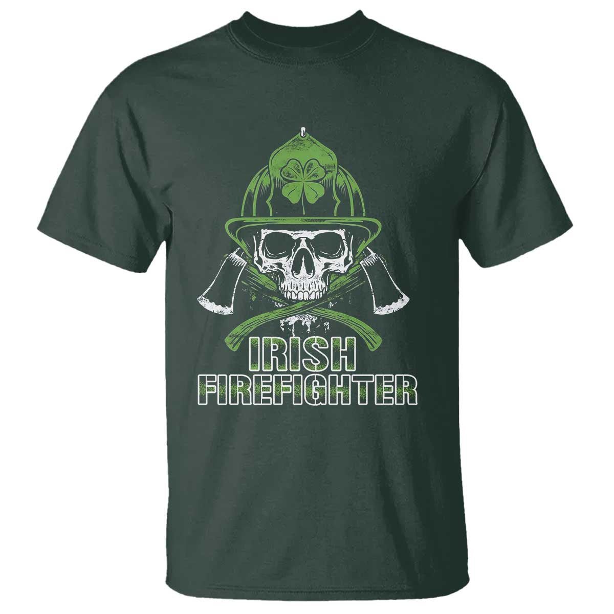 Irish Firefighter T Shirt Shamrock Skull Man Of Fire