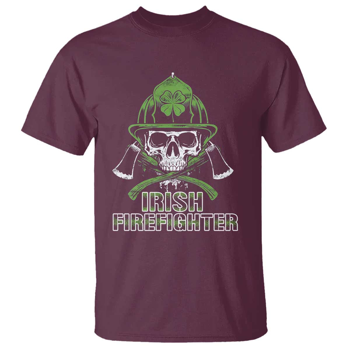 Irish Firefighter T Shirt Shamrock Skull Man Of Fire