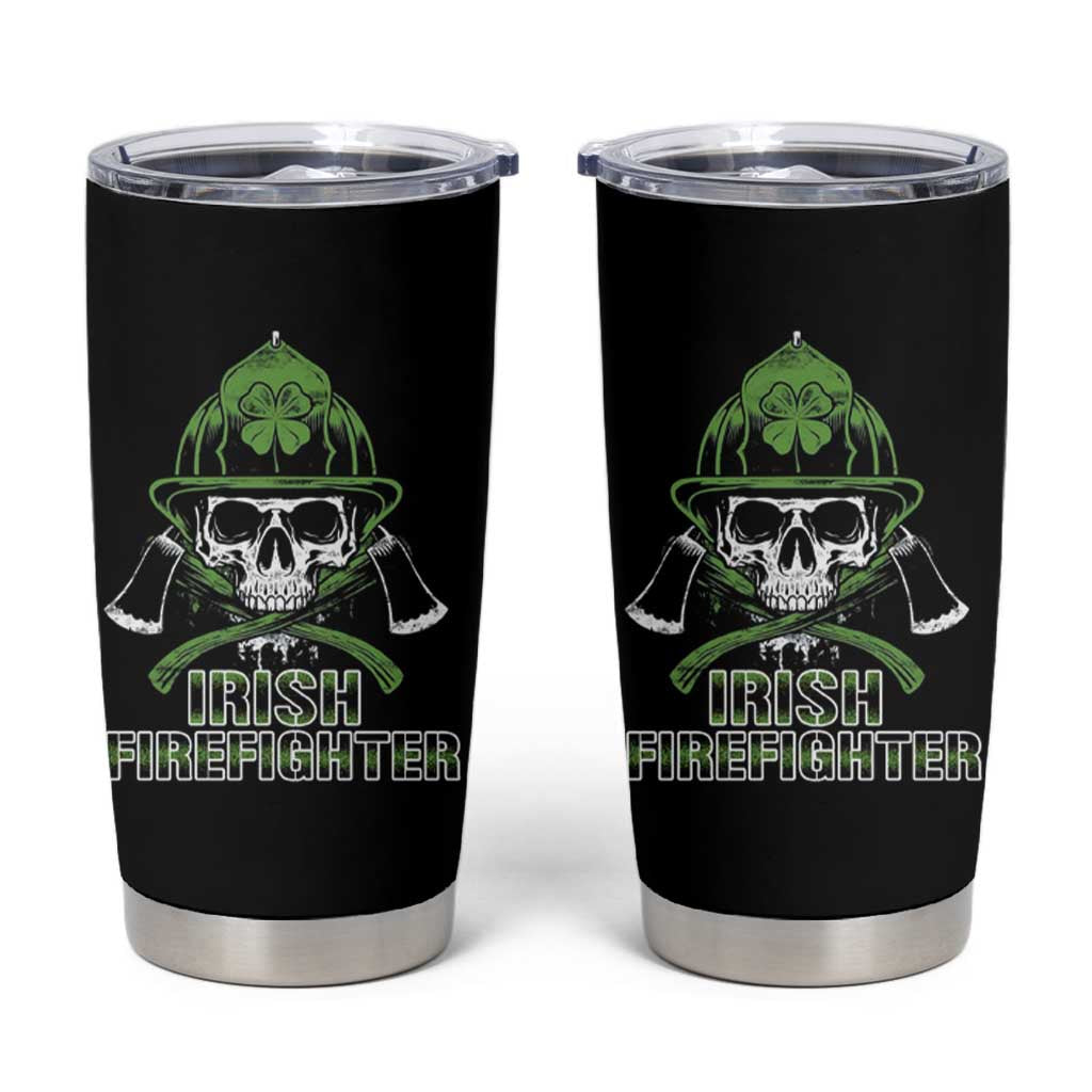 Irish Firefighter Tumbler Cup Shamrock Skull Man Of Fire