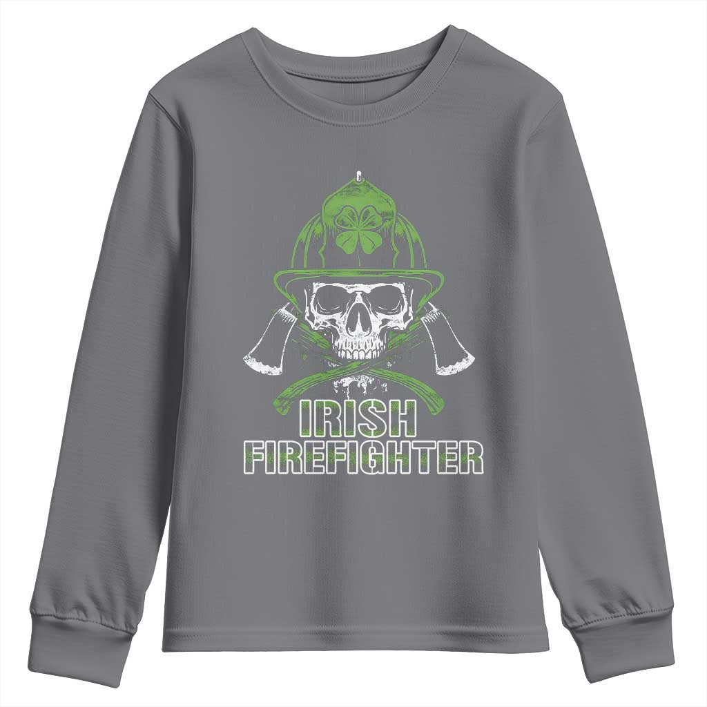 Irish Firefighter Youth Sweatshirt Shamrock Skull Man Of Fire