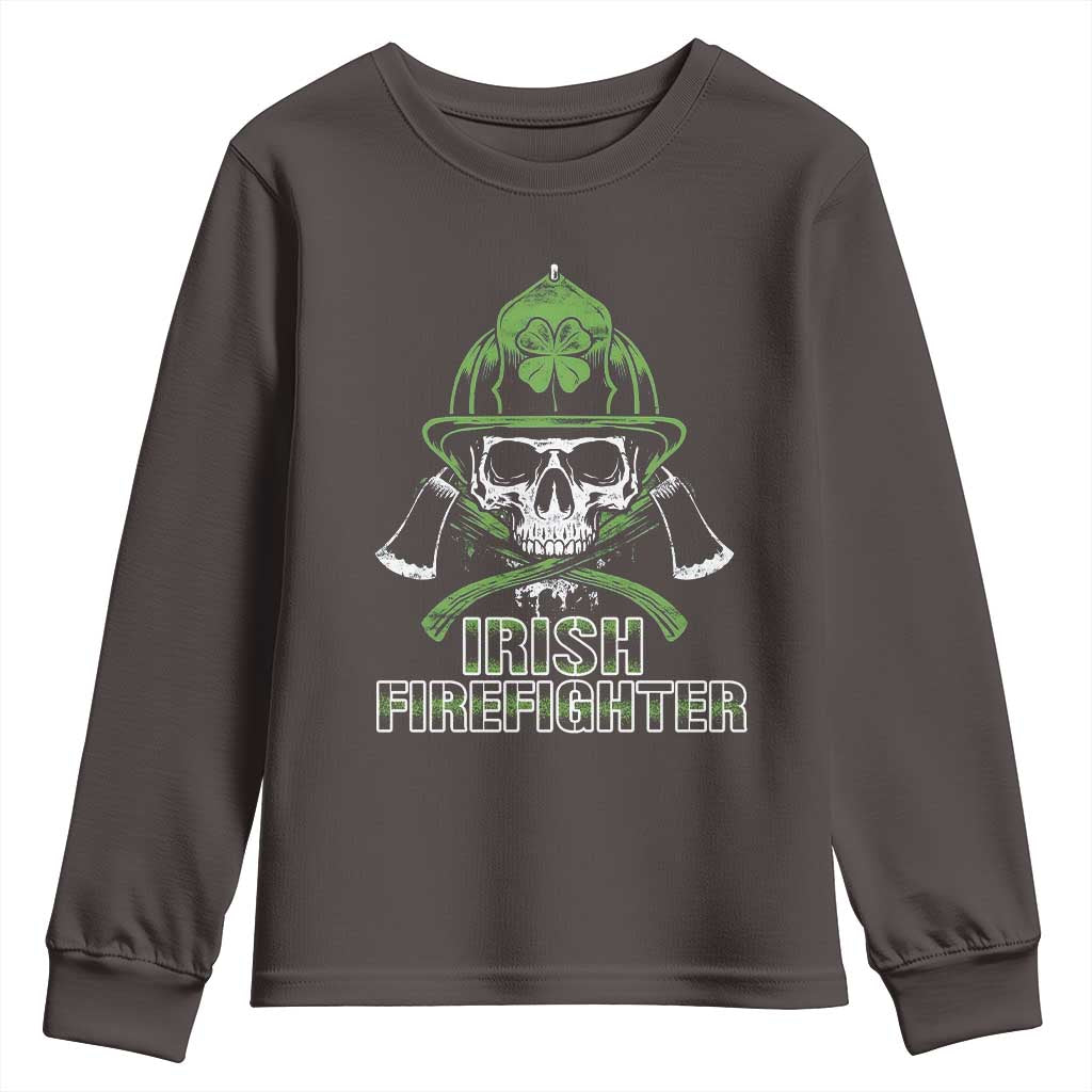 Irish Firefighter Youth Sweatshirt Shamrock Skull Man Of Fire