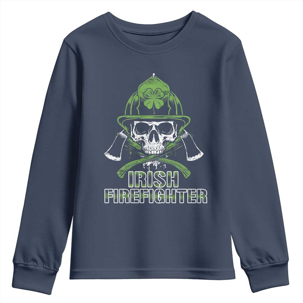 Irish Firefighter Youth Sweatshirt Shamrock Skull Man Of Fire
